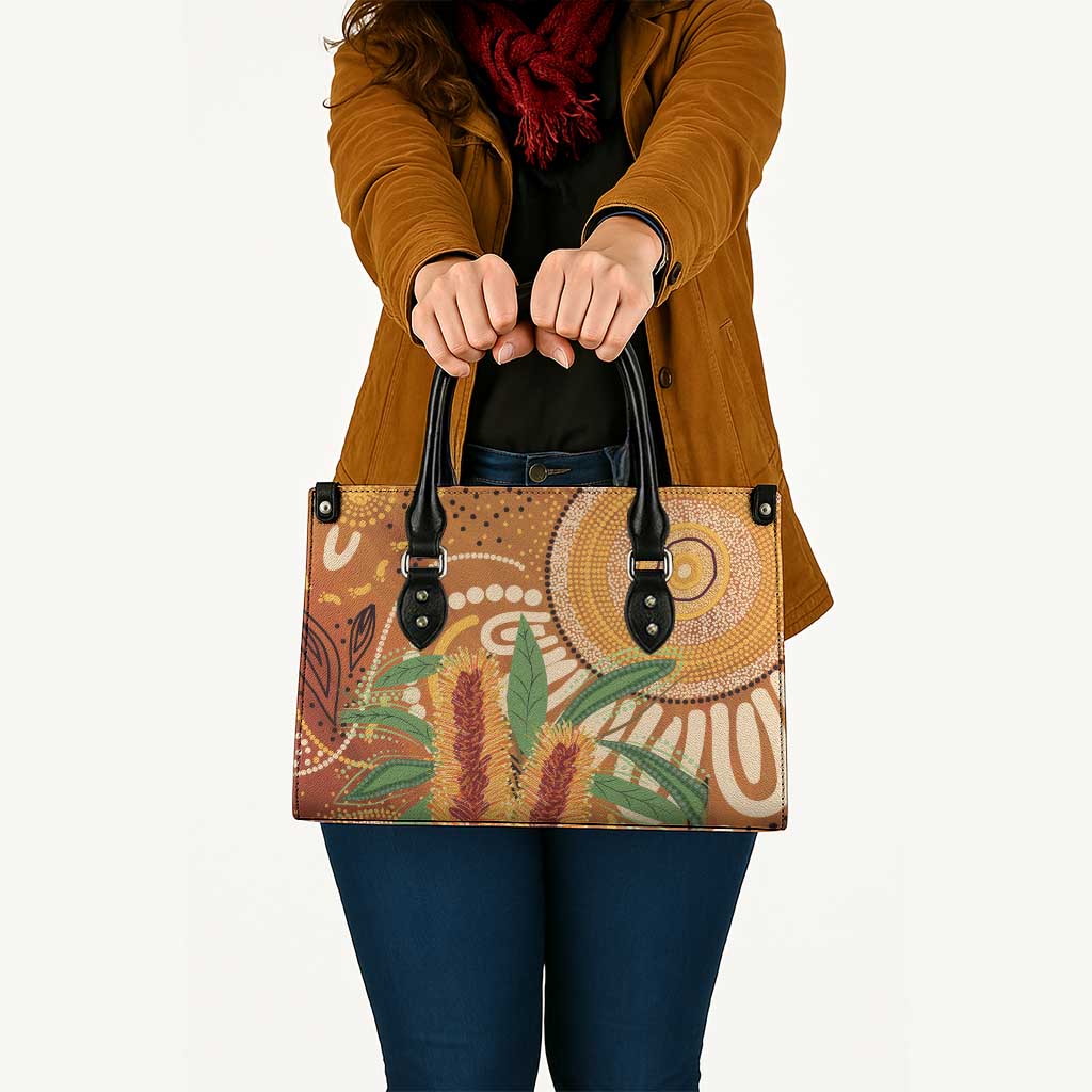 Australia Bottlebrush Leather Bag Callistemon Aussie Native Flowers Indigenous Art - Aussie Hoodie