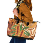 Australia Bottlebrush Leather Tote Bag Callistemon Aussie Native Flowers Indigenous Art - Aussie Hoodie