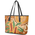Australia Bottlebrush Leather Tote Bag Callistemon Aussie Native Flowers Indigenous Art - Aussie Hoodie