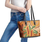 Australia Bottlebrush Leather Tote Bag Callistemon Aussie Native Flowers Indigenous Art - Aussie Hoodie