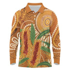 Australia Bottlebrush Long Sleeve Polo Shirt Callistemon Aussie Native Flowers Indigenous Art - Aussie Hoodie