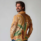 Australia Bottlebrush Long Sleeve Polo Shirt Callistemon Aussie Native Flowers Indigenous Art - Aussie Hoodie