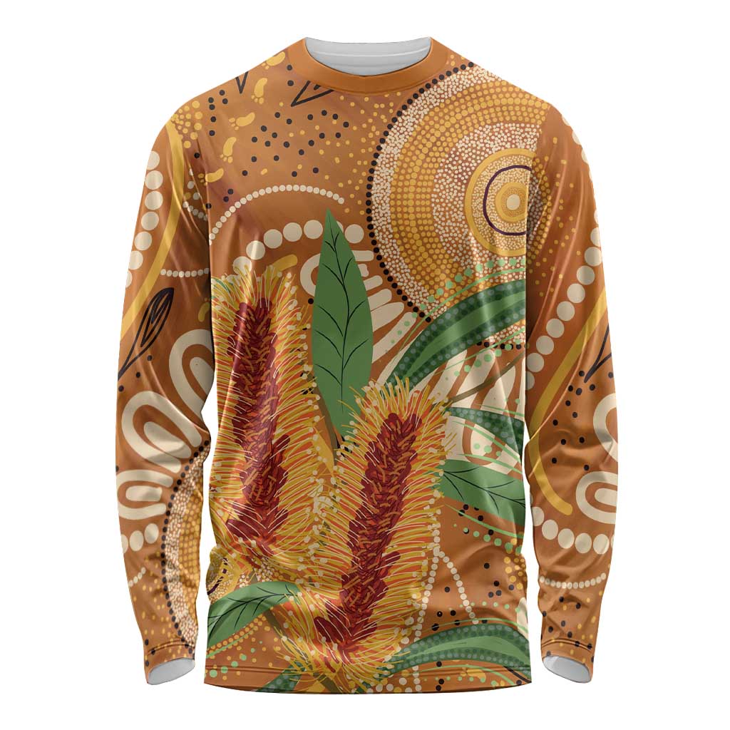 Australia Bottlebrush Long Sleeve Shirt Callistemon Aussie Native Flowers Indigenous Art - Aussie Hoodie