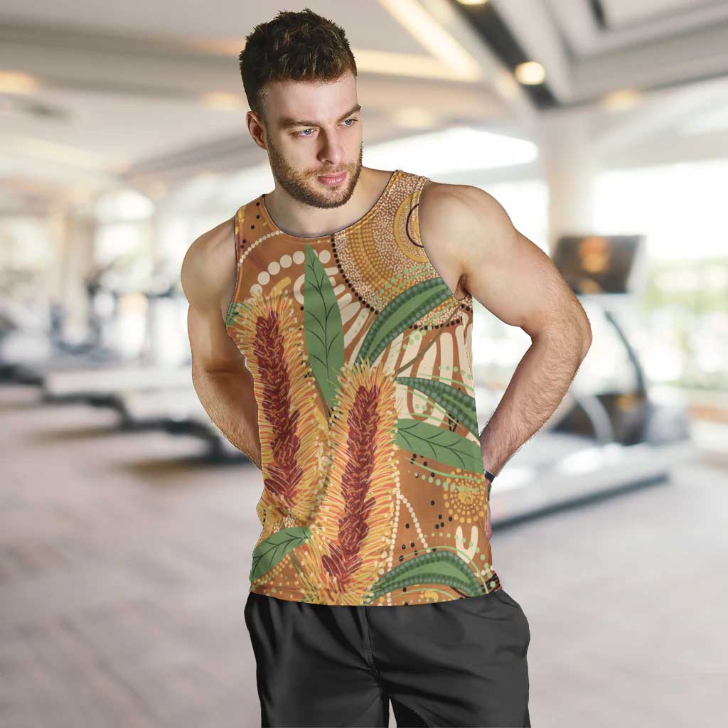 Australia Bottlebrush Men Tank Top Callistemon Aussie Native Flowers Indigenous Art - Aussie Hoodie