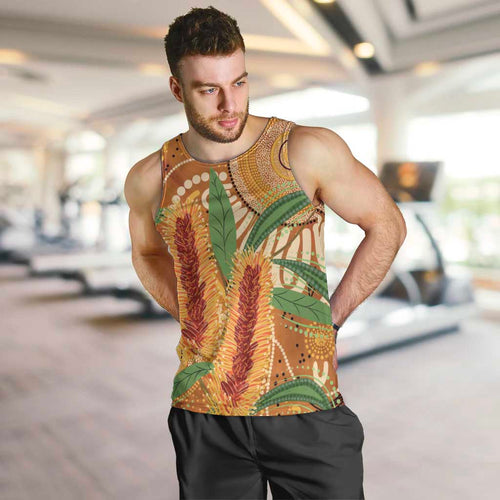 Australia Bottlebrush Men Tank Top Callistemon Aussie Native Flowers Indigenous Art - Aussie Hoodie