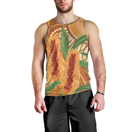 Australia Bottlebrush Men Tank Top Callistemon Aussie Native Flowers Indigenous Art - Aussie Hoodie