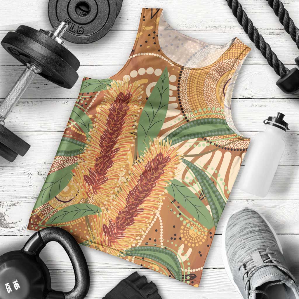 Australia Bottlebrush Men Tank Top Callistemon Aussie Native Flowers Indigenous Art - Aussie Hoodie