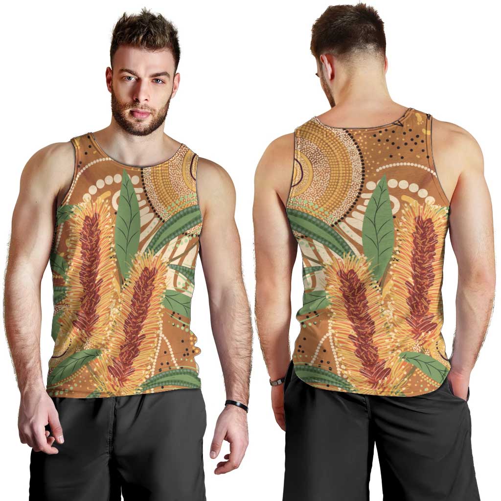 Australia Bottlebrush Men Tank Top Callistemon Aussie Native Flowers Indigenous Art - Aussie Hoodie