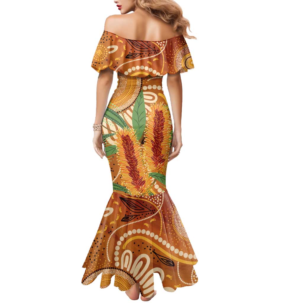 Australia Bottlebrush Mermaid Dress Callistemon Aussie Native Flowers Indigenous Art - Aussie Hoodie
