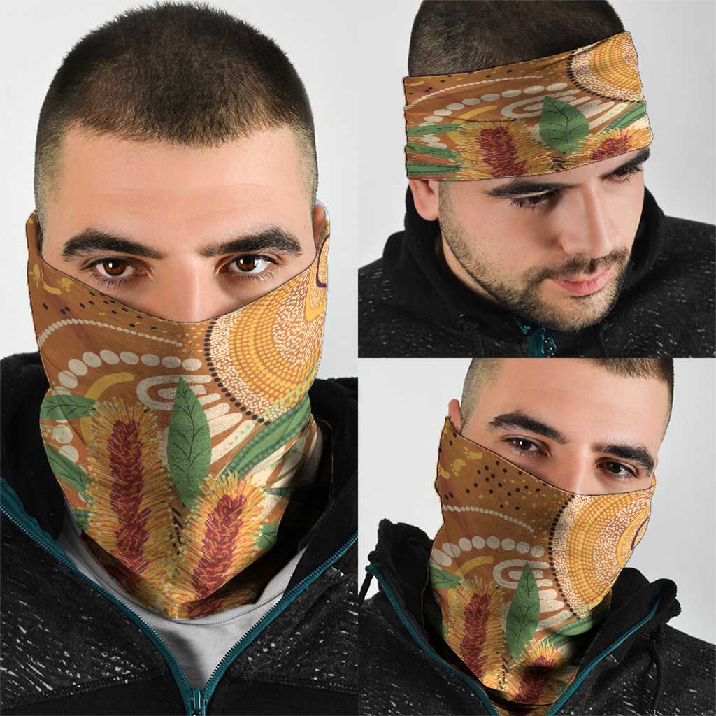 Australia Bottlebrush Neck Gaiter Callistemon Aussie Native Flowers Indigenous Art - Aussie Hoodie
