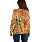 Australia Bottlebrush Off Shoulder Sweater Callistemon Aussie Native Flowers Indigenous Art - Aussie Hoodie