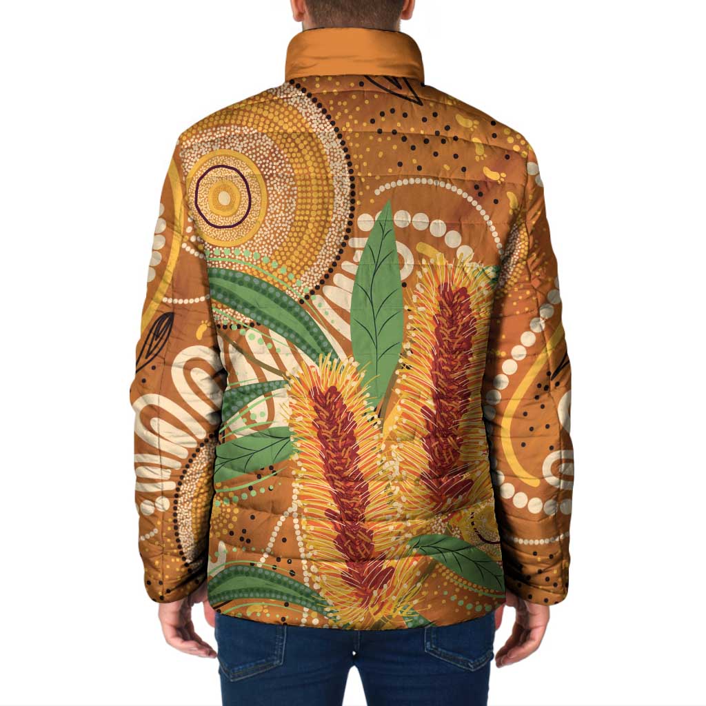 Australia Bottlebrush Padded Jacket Callistemon Aussie Native Flowers Indigenous Art - Aussie Hoodie
