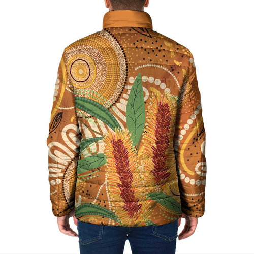 Australia Bottlebrush Padded Jacket Callistemon Aussie Native Flowers Indigenous Art - Aussie Hoodie