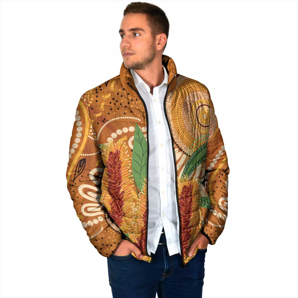Australia Bottlebrush Padded Jacket Callistemon Aussie Native Flowers Indigenous Art - Aussie Hoodie