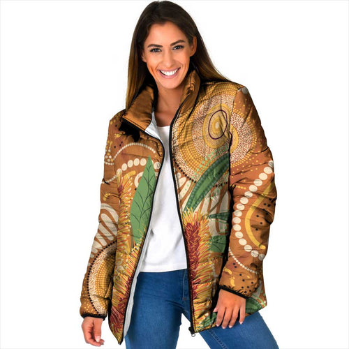 Australia Bottlebrush Padded Jacket Callistemon Aussie Native Flowers Indigenous Art - Aussie Hoodie