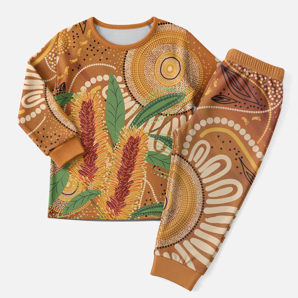 Australia Bottlebrush Christmas Pajama Set Callistemon Aussie Native Flowers Indigenous Art - Aussie Hoodie