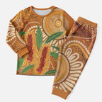 Australia Bottlebrush Christmas Pajama Set Callistemon Aussie Native Flowers Indigenous Art - Aussie Hoodie