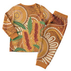 Australia Bottlebrush Christmas Pajama Set Callistemon Aussie Native Flowers Indigenous Art - Aussie Hoodie