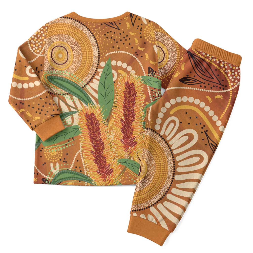 Australia Bottlebrush Christmas Pajama Set Callistemon Aussie Native Flowers Indigenous Art - Aussie Hoodie