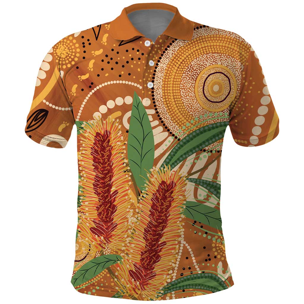 Australia Bottlebrush Polo Shirt Callistemon Aussie Native Flowers Indigenous Art - Aussie Hoodie