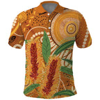 Australia Bottlebrush Polo Shirt Callistemon Aussie Native Flowers Indigenous Art - Aussie Hoodie