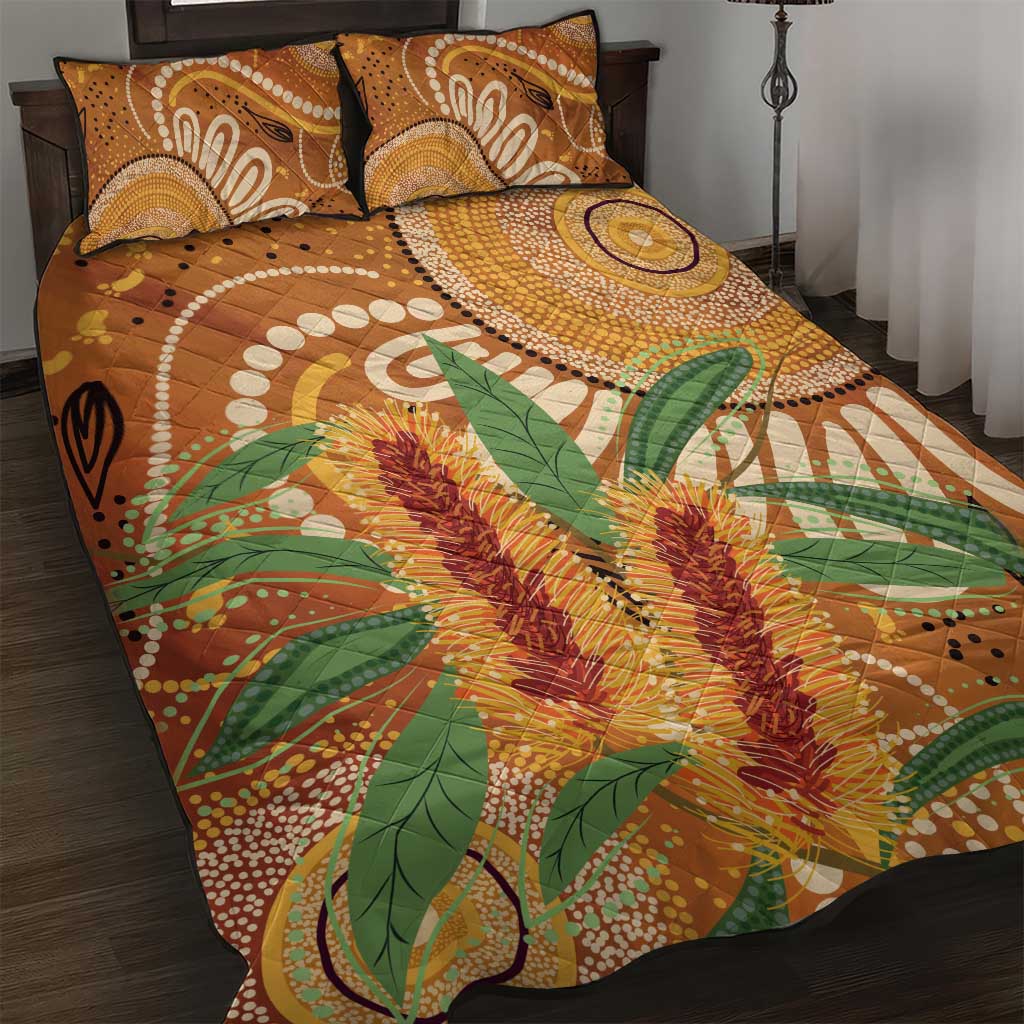 Australia Bottlebrush Quilt Bed Set Callistemon Aussie Native Flowers Indigenous Art - Aussie Hoodie