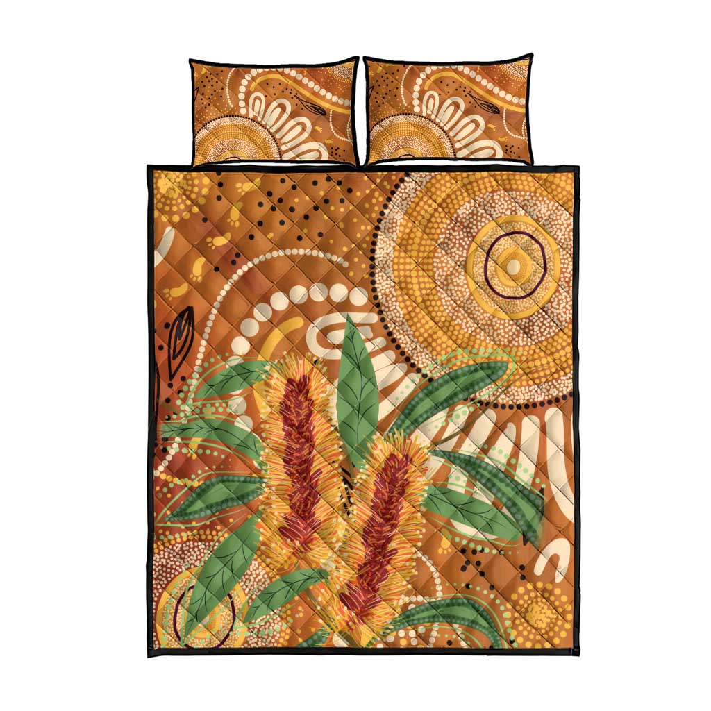 Australia Bottlebrush Quilt Bed Set Callistemon Aussie Native Flowers Indigenous Art - Aussie Hoodie