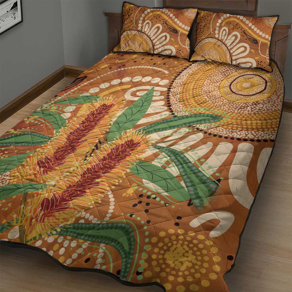 Australia Bottlebrush Quilt Bed Set Callistemon Aussie Native Flowers Indigenous Art - Aussie Hoodie