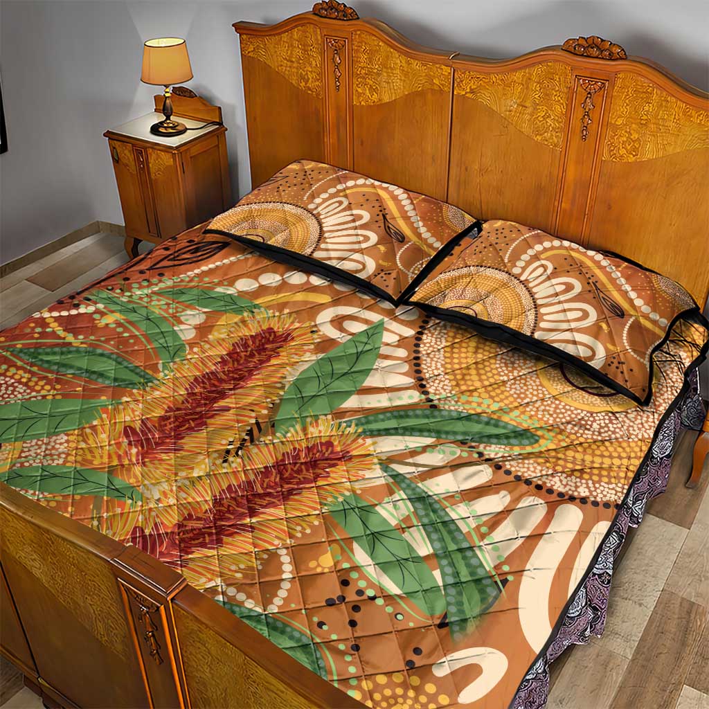 Australia Bottlebrush Quilt Bed Set Callistemon Aussie Native Flowers Indigenous Art - Aussie Hoodie