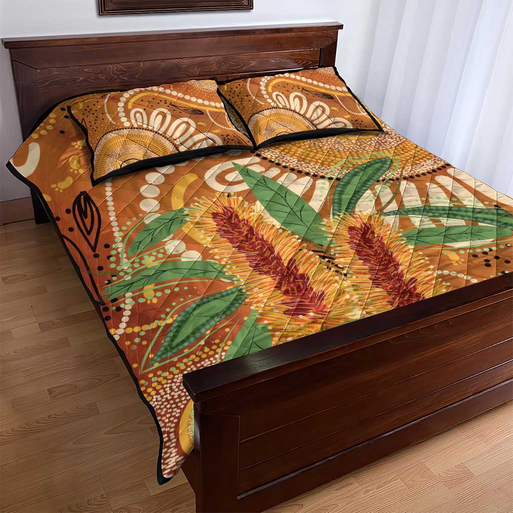 Australia Bottlebrush Quilt Bed Set Callistemon Aussie Native Flowers Indigenous Art - Aussie Hoodie