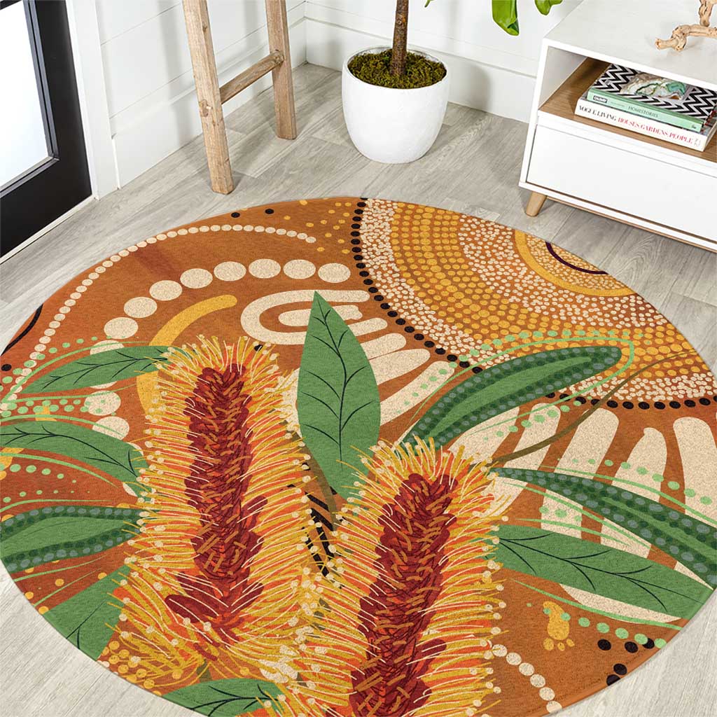 Australia Bottlebrush Round Carpet Callistemon Aussie Native Flowers Indigenous Art - Aussie Hoodie
