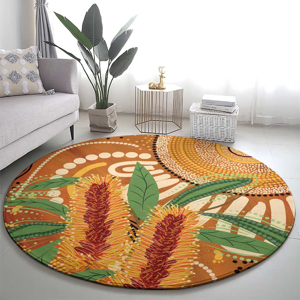 Australia Bottlebrush Round Carpet Callistemon Aussie Native Flowers Indigenous Art - Aussie Hoodie