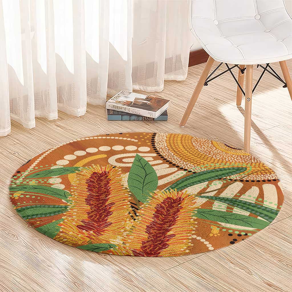Australia Bottlebrush Round Carpet Callistemon Aussie Native Flowers Indigenous Art - Aussie Hoodie