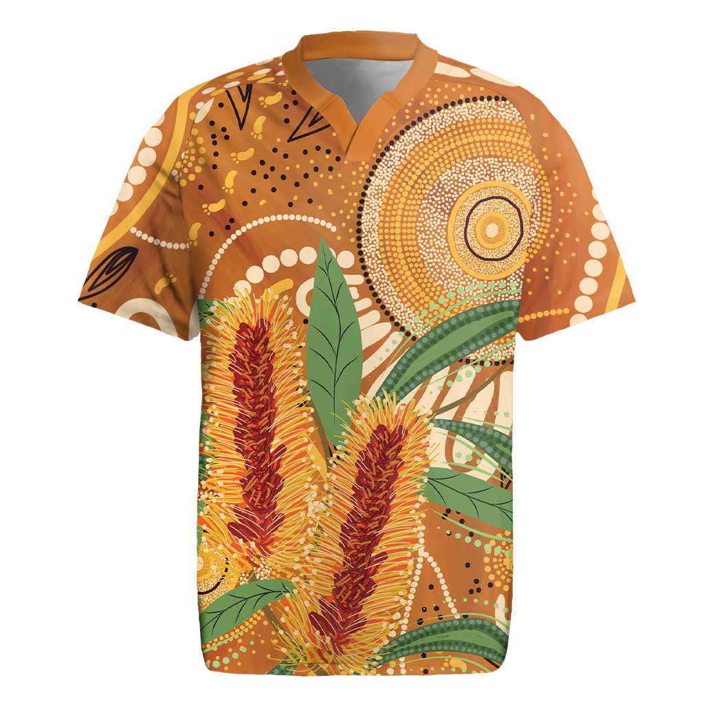 Australia Bottlebrush Rugby Jersey Callistemon Aussie Native Flowers Indigenous Art - Aussie Hoodie