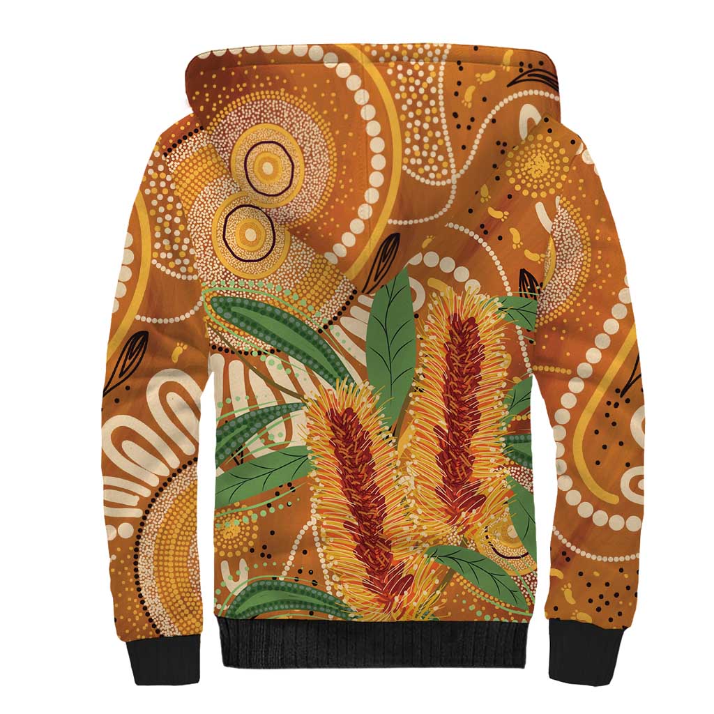 Australia Bottlebrush Sherpa Hoodie Callistemon Aussie Native Flowers Indigenous Art - Aussie Hoodie