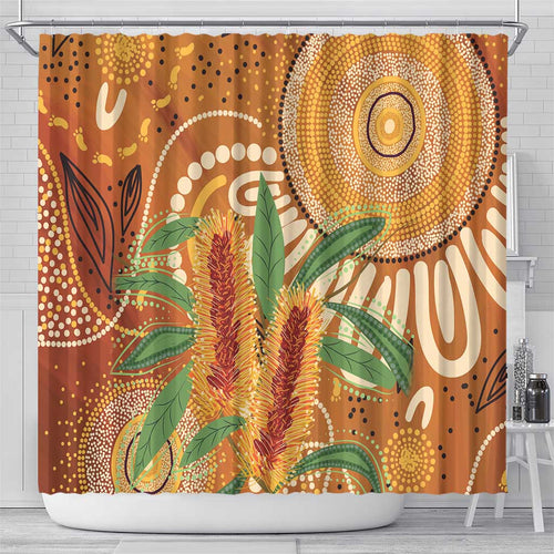Australia Bottlebrush Shower Curtain Callistemon Aussie Native Flowers Indigenous Art - Aussie Hoodie