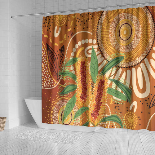 Australia Bottlebrush Shower Curtain Callistemon Aussie Native Flowers Indigenous Art - Aussie Hoodie