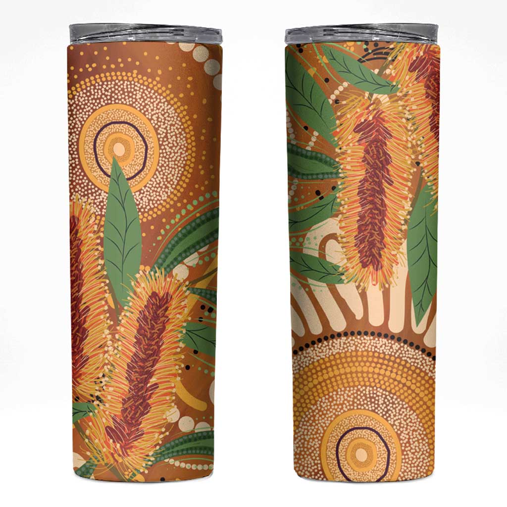 Australia Bottlebrush Skinny Tumbler Callistemon Aussie Native Flowers Indigenous Art - Aussie Hoodie