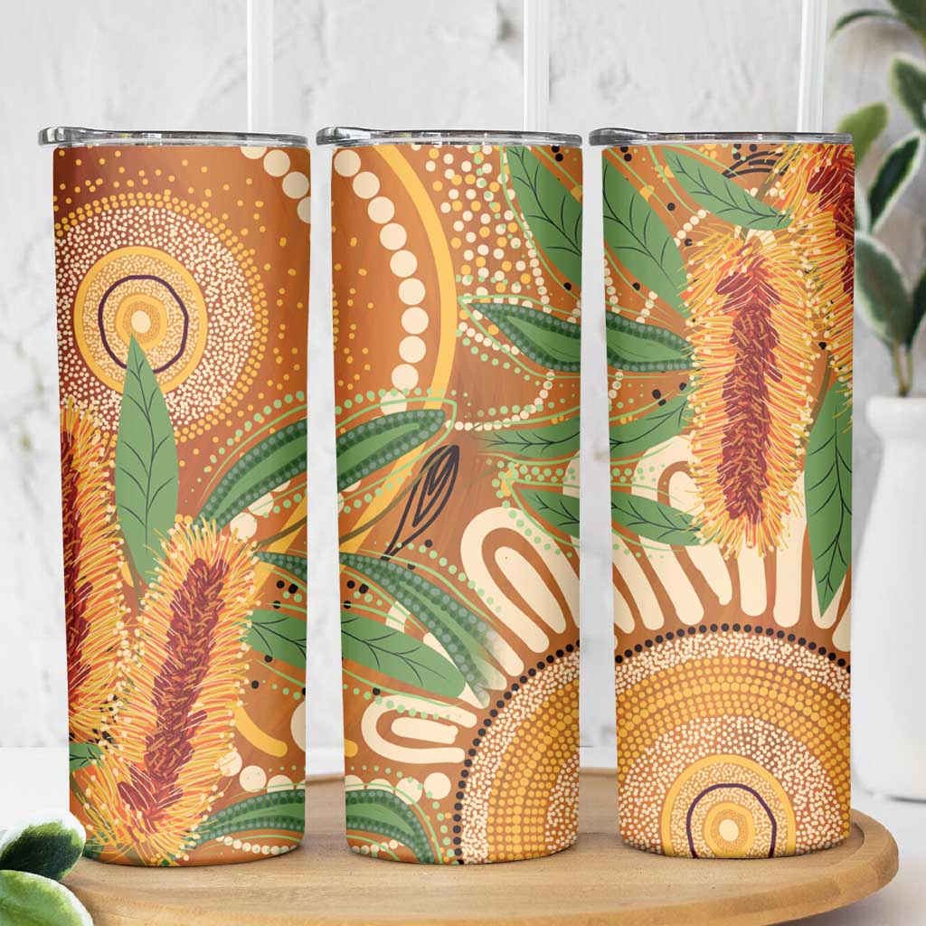 Australia Bottlebrush Skinny Tumbler Callistemon Aussie Native Flowers Indigenous Art - Aussie Hoodie