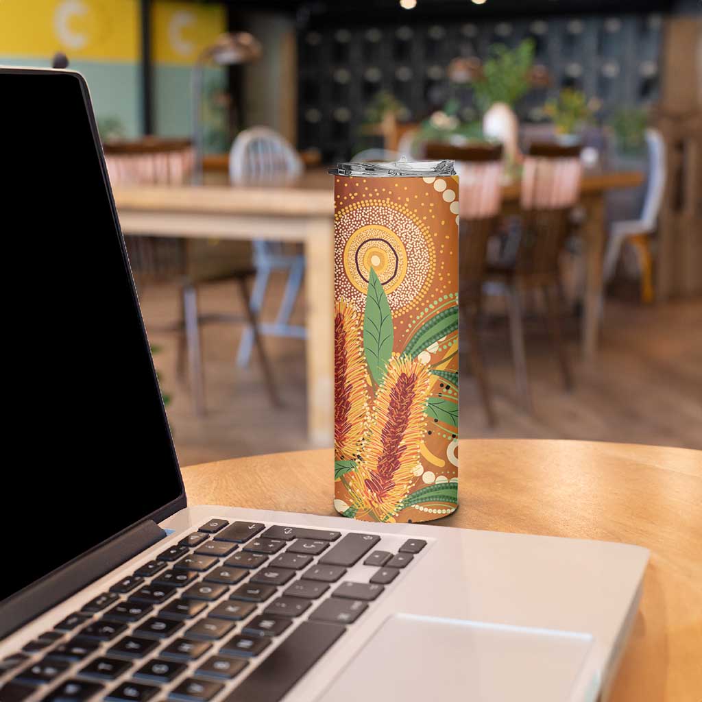 Australia Bottlebrush Skinny Tumbler Callistemon Aussie Native Flowers Indigenous Art - Aussie Hoodie