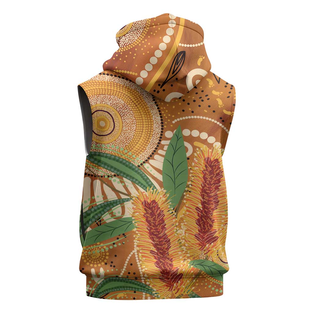 Australia Bottlebrush Sleeveless Hoodie Callistemon Aussie Native Flowers Indigenous Art - Aussie Hoodie