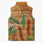 Australia Bottlebrush Sleeveless Puffer Jacket Callistemon Aussie Native Flowers Indigenous Art - Aussie Hoodie