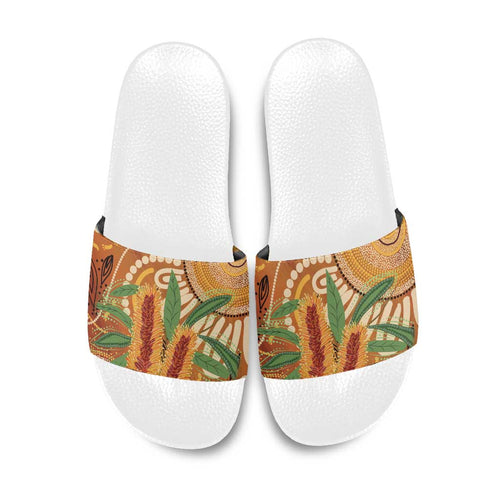 Australia Bottlebrush Slide Sandals Callistemon Aussie Native Flowers Indigenous Art - Aussie Hoodie