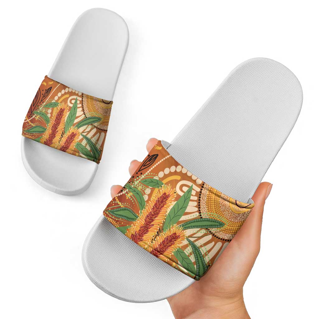 Australia Bottlebrush Slide Sandals Callistemon Aussie Native Flowers Indigenous Art - Aussie Hoodie