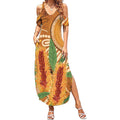 Australia Bottlebrush Summer Maxi Dress Callistemon Aussie Native Flowers Indigenous Art - Aussie Hoodie