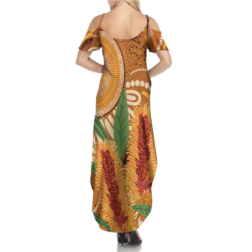 Australia Bottlebrush Summer Maxi Dress Callistemon Aussie Native Flowers Indigenous Art - Aussie Hoodie