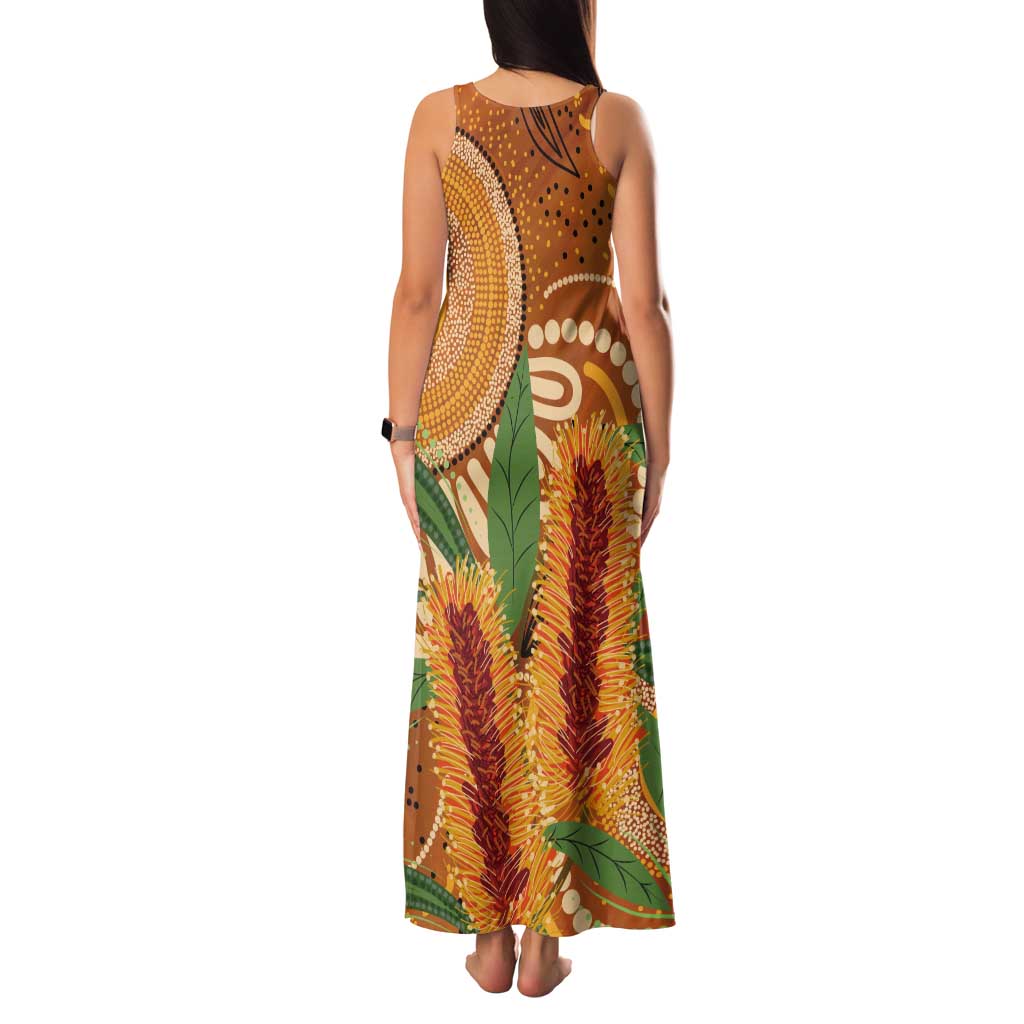 Australia Bottlebrush Tank Maxi Dress Callistemon Aussie Native Flowers Indigenous Art - Aussie Hoodie