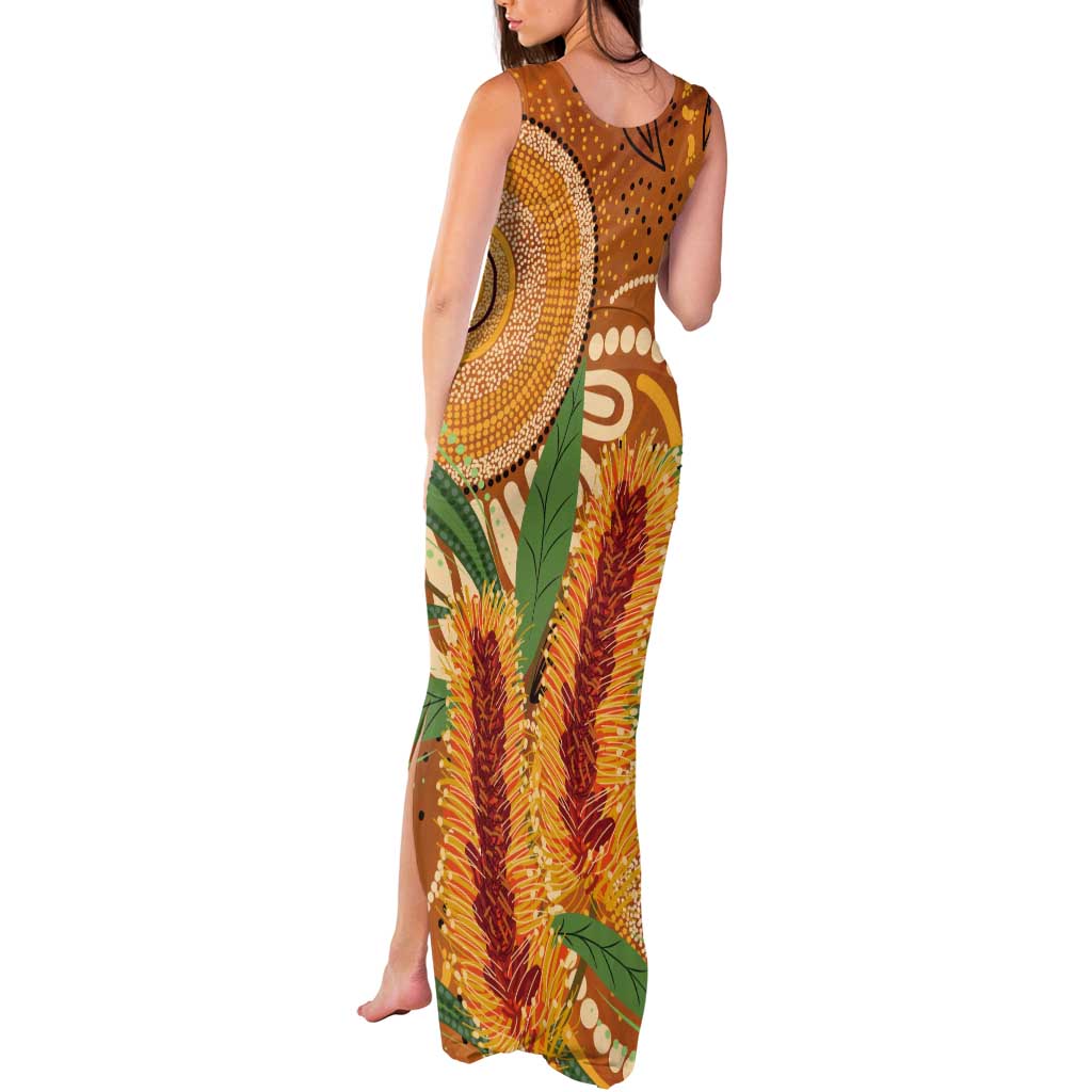 Australia Bottlebrush Tank Maxi Dress Callistemon Aussie Native Flowers Indigenous Art - Aussie Hoodie