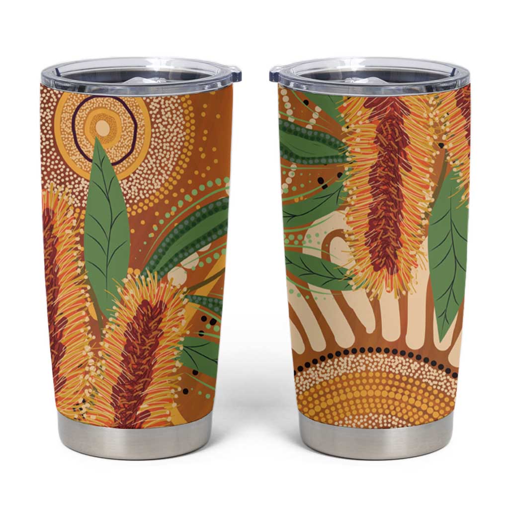 Australia Bottlebrush Tumbler Cup Callistemon Aussie Native Flowers Indigenous Art - Aussie Hoodie