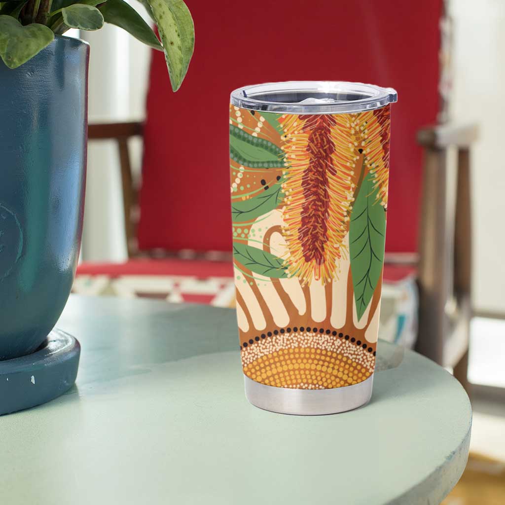 Australia Bottlebrush Tumbler Cup Callistemon Aussie Native Flowers Indigenous Art - Aussie Hoodie
